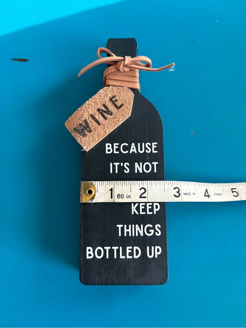 Decorative Wood Wine Bottle and wine Glass Signs - Black and Natural
